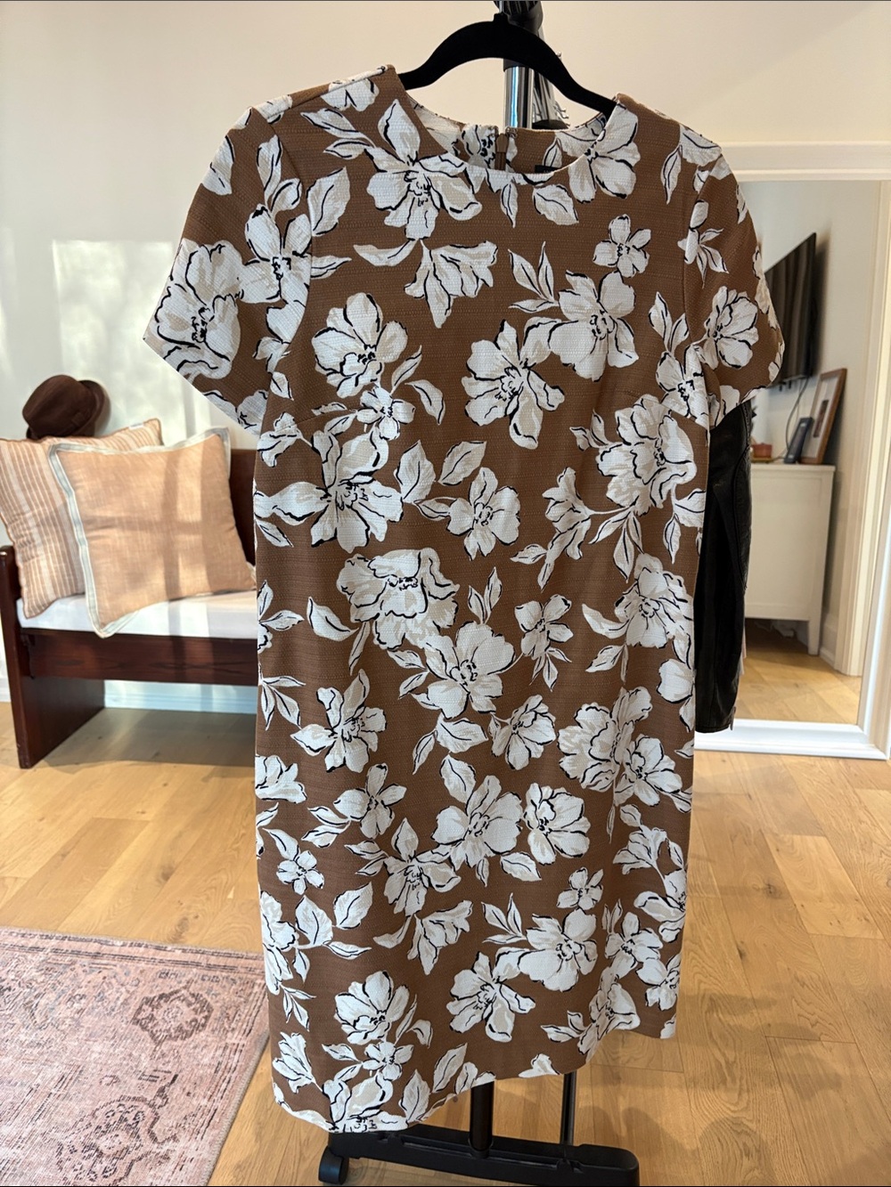 Ann Taylor Brown Dress with White Floral Print